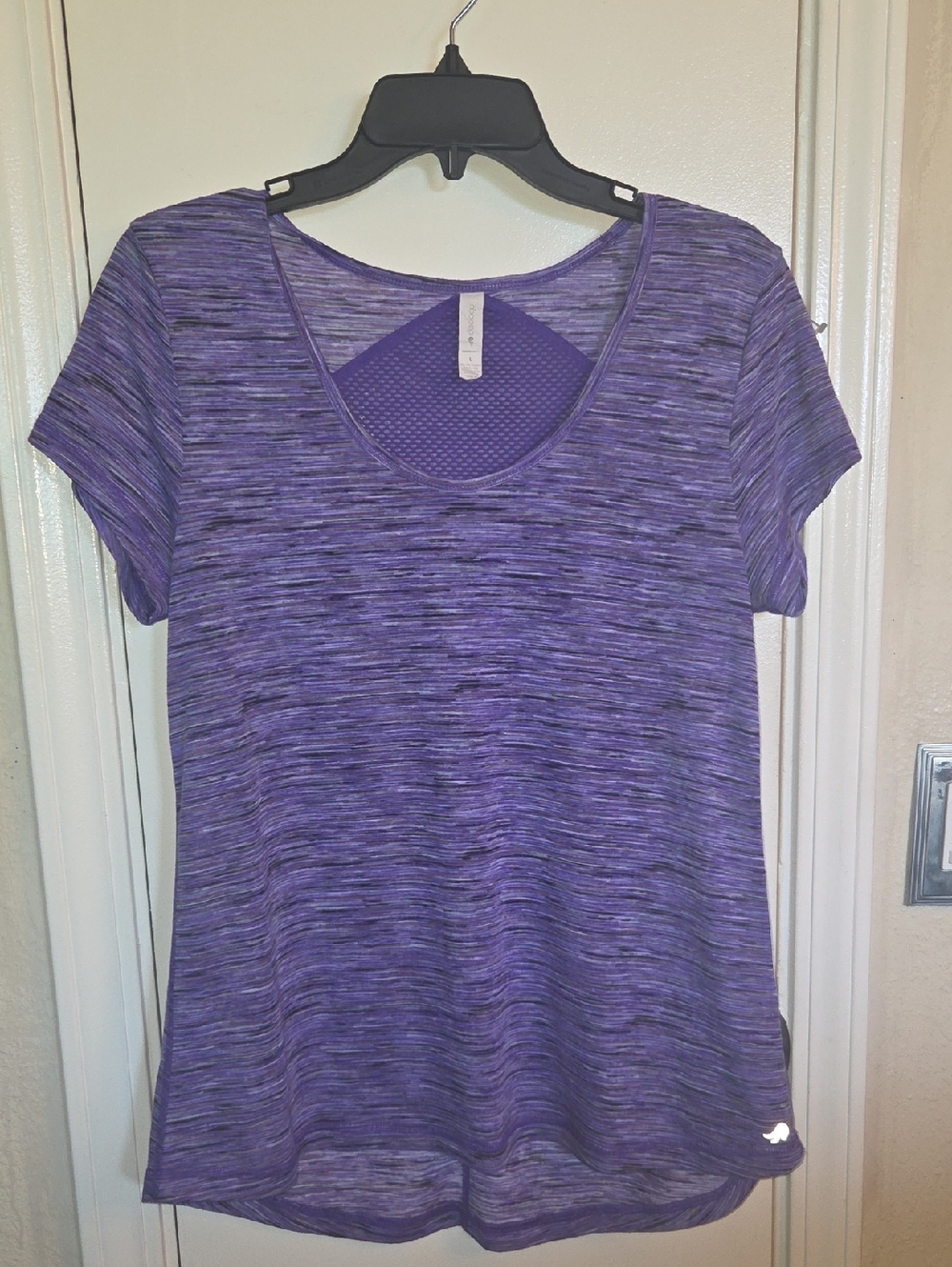 Ideology Women's Purple Heather Short Sleeve Scoop Neck Top 💚🩵🩷